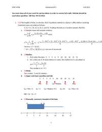 Statistics for Engineering - Quiz - Homework | STAT 4706 - Docsity