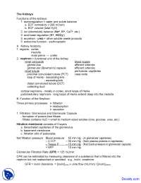 Functions of Kidneys - Human Physiology - Lecture Notes | Study notes ...