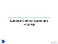 Symbolic Communication and Language - Social Psychology - Lecture Slides