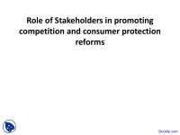 Stakeholders in Promoting Competition - Competition Law - Lecture Slides