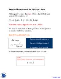 Angular Momentum - Physical Chemistry - Lecture Notes - Docsity