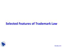 Selected Features of Trademark Law - Competition Law - Lecture Slides