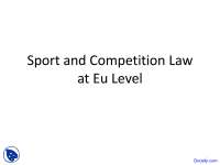 Sport and Competition Law - Competition Law - Lecture Slides