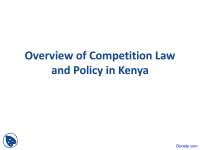 Competition Law in Kenya - Competition Law - Lecture Slides