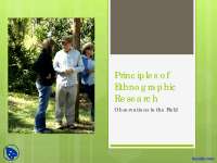 Principles of Ethnographic Research - Applied Anthropology - Lecture Slides