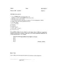 Foundations of Physics I - Solved Exam 2 | PHYS 2306 - Docsity