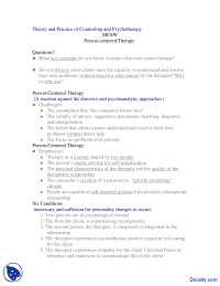 Theory and Practice of Counseling and Psychotherapy - Counseling and Therapy - Lecture Notes