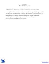 Causality in Criminology - Criminology - Assignment