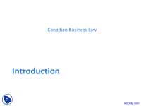 Canadian Business Law - Mercantile or Business Law - Lecture Slides