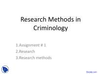 Research Methods in Criminology - Criminology - Lecture Slides