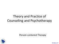 Person Centered Therapy - Counseling and Therapy - Lecture Slides