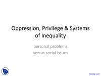 Oppression, Privilege and Systems - Introduction to Women Studies - Lecture Slides