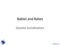 Gender Socialization - Introduction to Women Studies - Lecture Slides