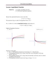 Logarithmic Function - Algebra - Lecture Notes - Docsity