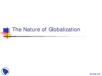 Nature of Globalization - Globalization - Lecture Slides