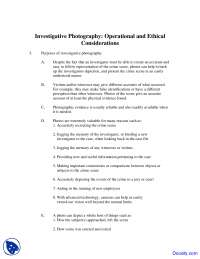 Investigative Photography - Criminal Investigation - Lecture Notes