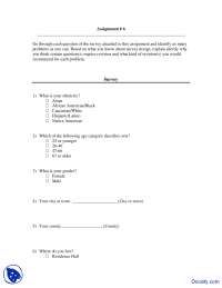 Survey Design - Social Research Methods - Assignment - Docsity