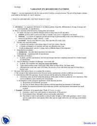 Life History Patterns - Ecology - Lecture Notes