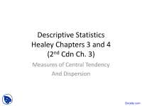 Descriptive Statistics - Basic Statistics for Sociology - Lecture Slides