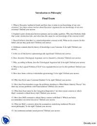 Descartes Method of Doubt - Introduction to Philosophy - Exam
