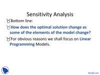 Sensitivity Analysis - Introduction to Operations Research - Lecture Slides