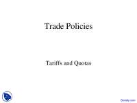Trade Policies - International Trade - Lecture Slides