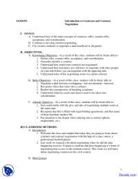 Contracts and Contract Negotiation - Law of Cosumer - Lecture Notes