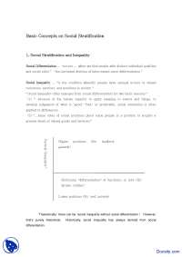 Basic Concepts - Social Stratification - Lecture Notes - Docsity