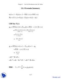 Formula Summary - Life Contingencies - Lecture Notes