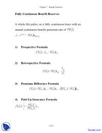 Fully Continuous Benefit Reserves - Life Contingencies - Lecture Notes