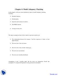 Model Adequacy Checking - Applied Regression Analysis - Lecture Notes ...