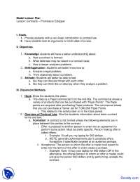 Promissory Estoppel - Law of Cosumer - Lecture Notes