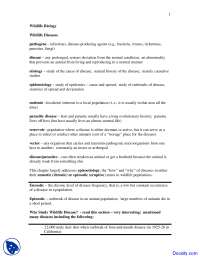 Wildlife Diseases - Wild Life Ecology - Lecture Notes