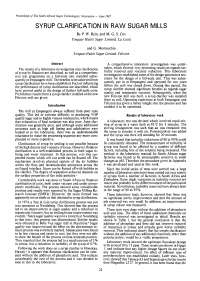 1987-Rein-Syrup Clarification In Raw