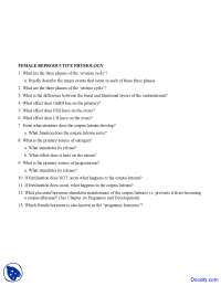 Female Reproductive Physiology - Physiology and Anatomy - Quiz