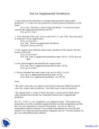 Supplemental Jurisdiction - Civil Procedure - Lecture Notes