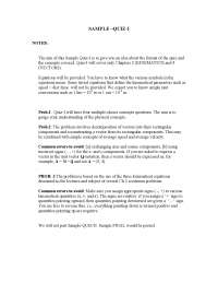 Sample Quiz 1 with Answers - Fundamentals of Physics I | PHYS 101 - Docsity