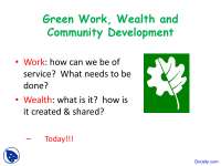 Green Economy: Redefining Wealth and Work for Community Development