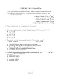 Exam 2 Solved - General Chemistry I | CHEM 101 - Docsity