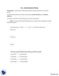 Stoichiometry - General Chemistry - Assignment