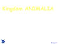 Kingdom Animalia - Application of Biology - Lecture Slides - Docsity