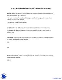 Resonance Structures and Metallic Bonds - General Chemistry - Assignment
