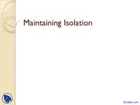 Maintaining Isolation - Application of Biology - Lecture Slides