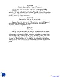 Delivery Cost and Risk - Marketing and Sales Law - Lecture Notes
