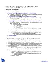 Drafting a Complaint - Civil Procedure - Lecture Notes