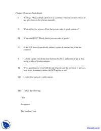 Contracts - Marketing and Sales Law - Lecture Notes