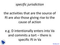 Specific Jurisdiction - Civil Procedure - Lecture Slides