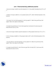 Thermochemistry - General Chemistry - Assignment