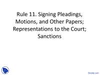 Rule 11: Signing Legal Papers; Court Representations; Sanctions