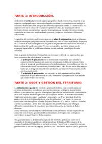 PARTE 1: INTRODUCCIÓN Definimos el territorio como el esp